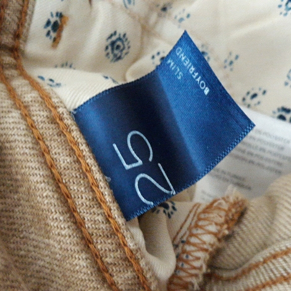 Pilcro Anthropologie 25R Slim Boyfriend Tan Floral Stencil Jeans - Picture 13 of 17